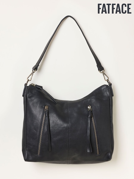 Black - Fatface Leather Crossbody Bag