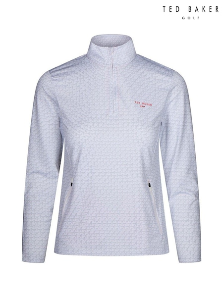 White - Ted Baker Sport Thimpson Half Zip Golf Mid Layer Fleece