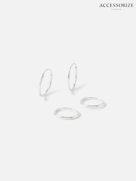 Accessorize Sterling Plain Mini Hoops Set of 2 (573967) | € 20