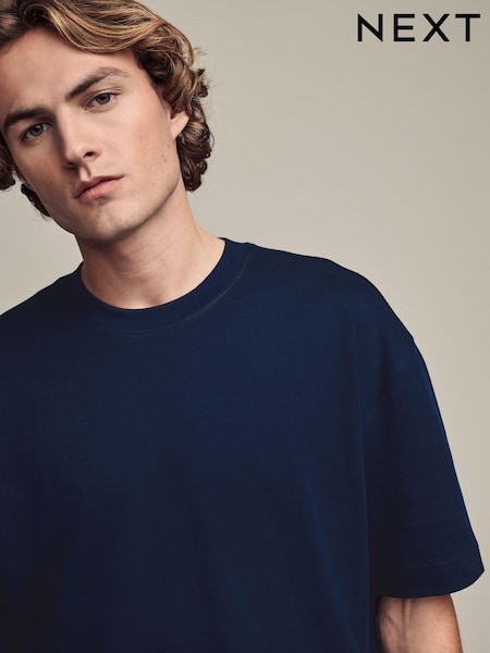 Navy Blue Relaxed Fit Smart Soft Touch Heavyweight T-Shirt (574167) | AED79