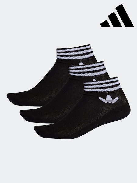 adidas Black Trefoil Ankle Socks 3 Pack (574246) | AED26