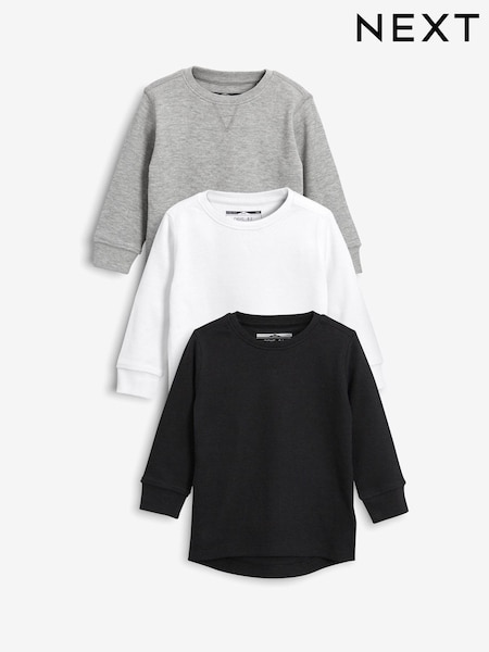 Negro/Blanco - Long Sleeve Textured T-Shirts 3 Pack (3mths-7yrs) (574501) | 26 € - 32 €