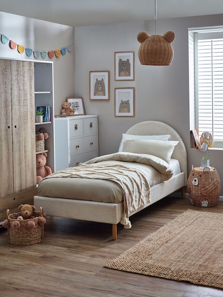 Casual Boucle Natural Oyster Bertie Bear Kids Standard Upholstered Bed Frame (574560) | €470