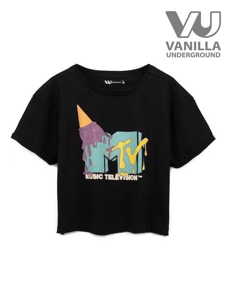 Vanilla Underground Black 100% Cotton MTV Cropped T-Shirt (574935) | 1,081 UAH