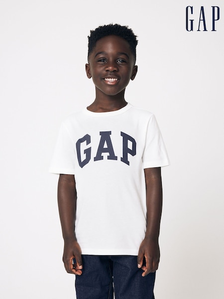Gap White Logo Short Sleeve Crew Neck T-Shirt (Newborn-5yrs) (575055) | €11