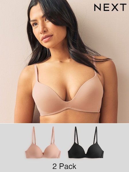 צבע שחור/צבע ניוד פרלין - Push Up Padded Non Wired Smoothing Bras 2 Pack A-e (575119) | ‏83‏₪