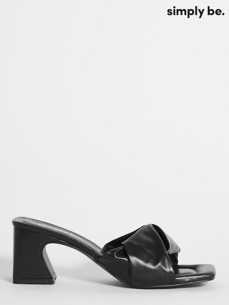 Simply Be Black Soft Volume Twist Low Block Heel Mule Sandals (575312) | €17