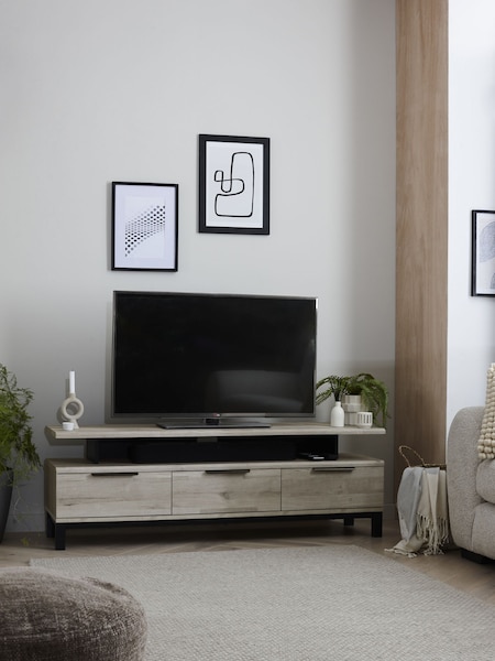 Grey Bronx Up to 65 inch, Floating Top Oak Effect Slim TV Unit (575728) | €460
