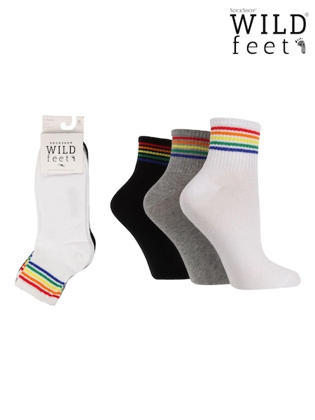 Wild Feet White/Grey/Black Ankle length Rib Socks (575840) | €16