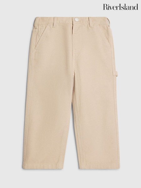 Natural - Pantalones de sarga y corte carpenter de River Island