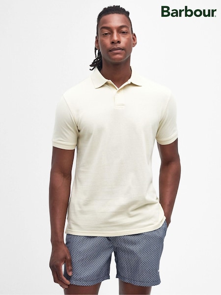 Barbour® Cream Classic Pique Polo Shirt (576147) | 92 QAR