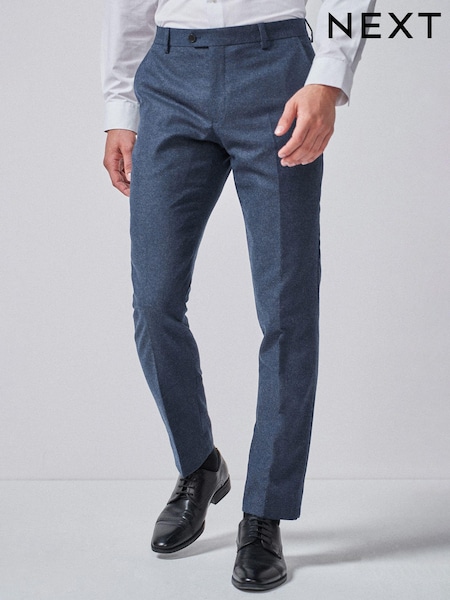 Blue Slim Wool Blend Donegal Suit: Trousers (576252) | € 8