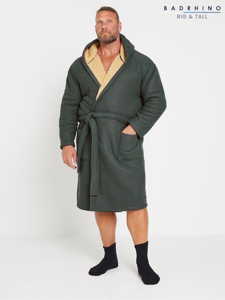 Grøn - Regular Badrhino Big & Tall Waffle Borg Lined Dressing Gown
