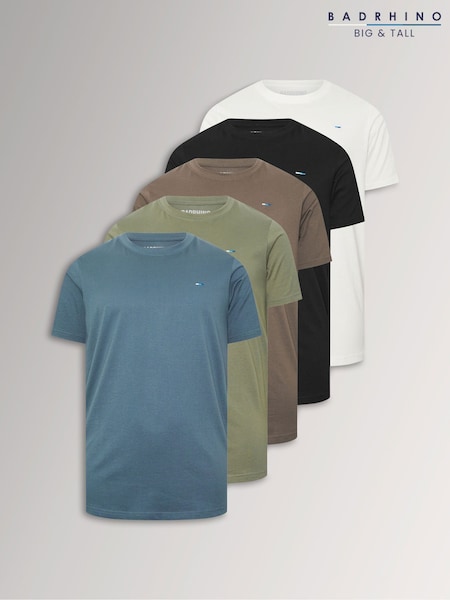 Černý - Regular Badrhino Big & Tall T-shirts 5 Pack