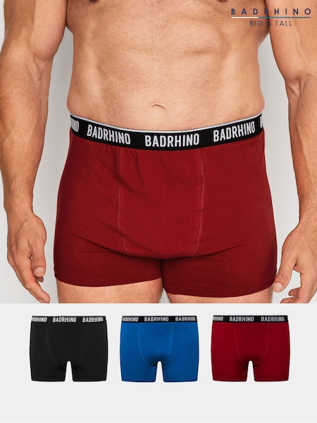 Red - Regular Badrhino Big & Tall Boxers 3 Pack