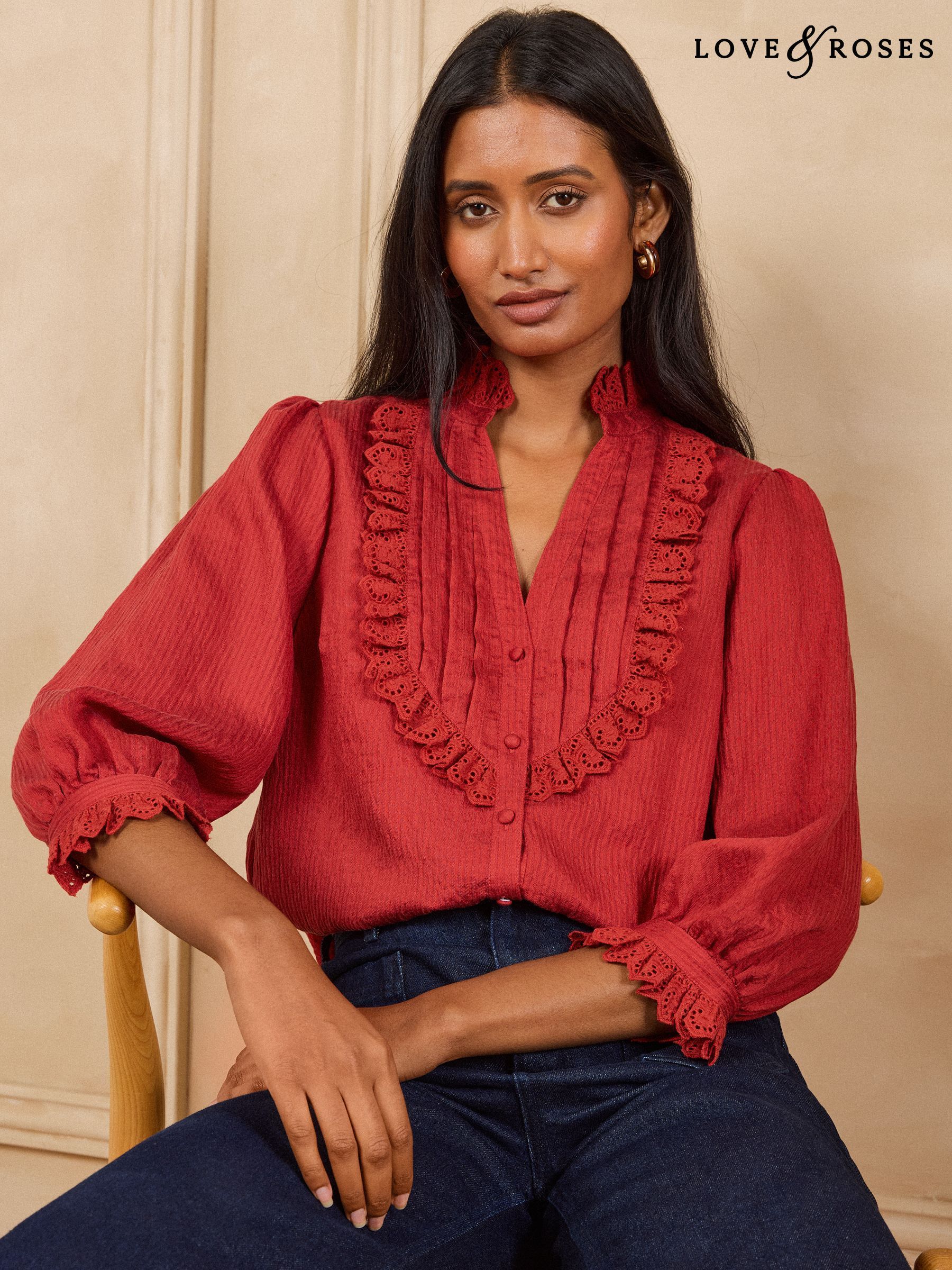 Women's Broderie Blouses | 3/4 Sleeve Blouses | Next USA Women's Broderie Blouses | 3/4 Sleeve Blouses | Next USA