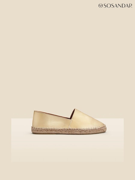 Sosandar Gold Flat Closed Toe Leather Espadrilles (577691) | €41.50
