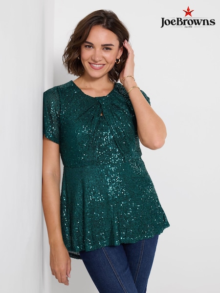 Green - Joe Browns Sparkle Season Sequined Top