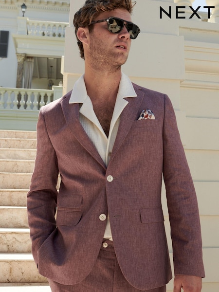 rožnata - Standardni kroj - Slim Fit Linen Blend Suit Jacket (577884) | € 49