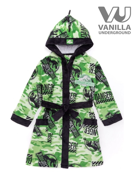 Vanilla Underground Green Jurassic Park Unisex Kids Fleece Dressing Gown Robe (578016) | €21