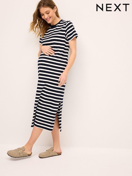 Navy Blue Maternity Stripe T-Shirt Dress (578440) | €14