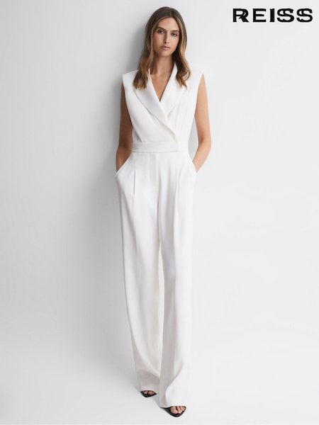 Reiss Ivory Saskia Satin Lapel Jumpsuit (578541) | €102