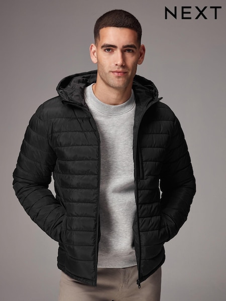 Schwarz - Shower Resistant Lightweight Hooded Puffer Coat Jacket (578644) | CHF 72