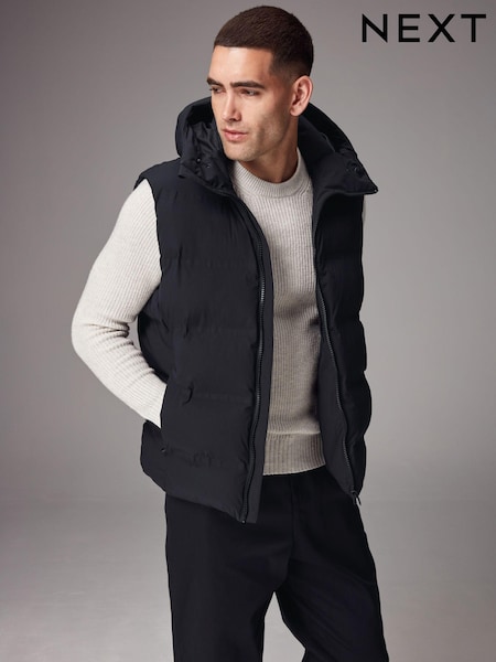 שחור - Shower Resistant Hooded Gilet (578880) | ‏200‏₪