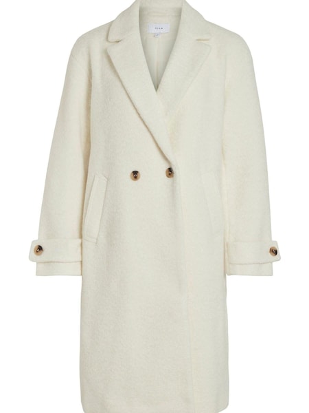 VILA White Longline Double Breasted Smart Boucle Coat (578919) | €61