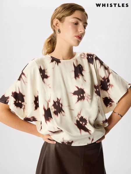 White - Whistles Shadow Floral Viscose Blouse
