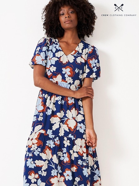 Crew Clothing Company Blue Floral Print Tiered Dress (579189) | €56