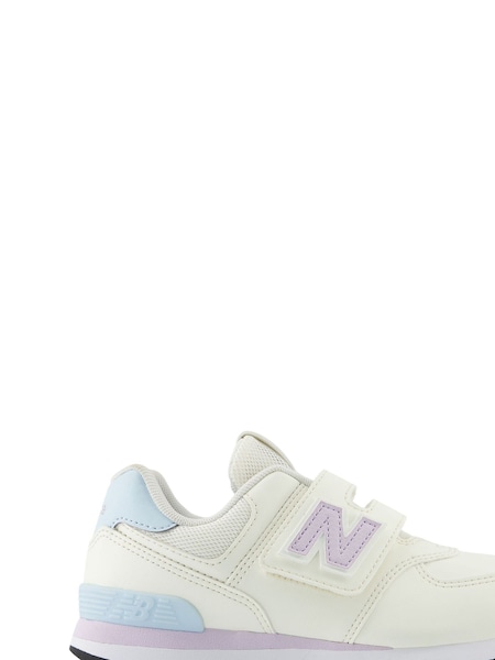New Balance Off White Girls Hook & Loop 574 Trainers (579405) | €38