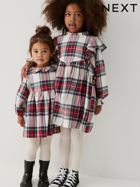 Cream/Red Tartan Ruffle Check Dress (3-16yrs) (579616) | €8 - €11