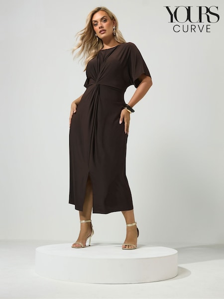 Brown - Yours Curve London Knot Front Dress