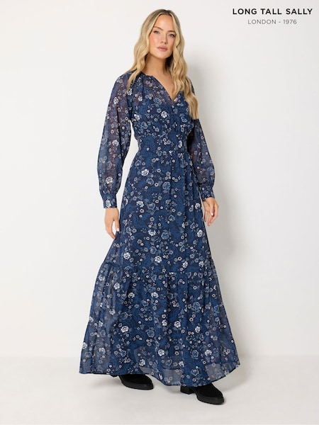 Blue - Long Tall Sally Floral Sheer Maxi Dress