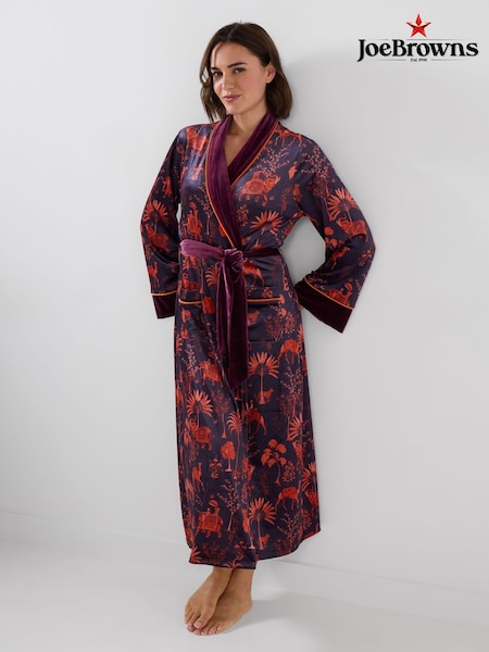 أرجواني - Joe Browns Boutique Exotic Printed Velvet Dressing Gown