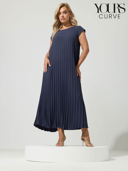Blue - Yours Curve London Pleated Maxi Dress