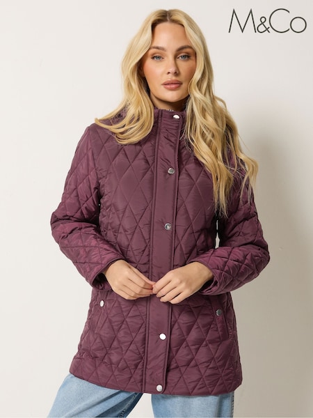 Purple - M&co Diamond Quilted Jacket