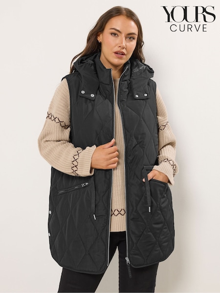 Black - Yours Curve Quilted Gilet