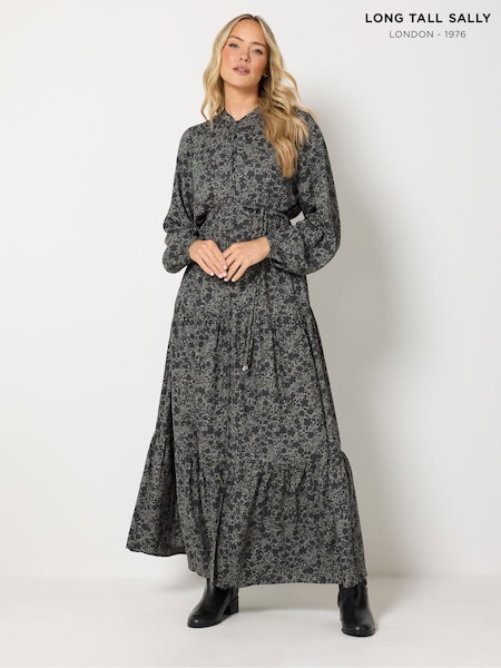 Grey - Long Tall Sally Floral Tie Waist Maxi Dress