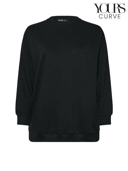 Black - Yours Curve Long Sleeve Crew Neck Sweatshirt