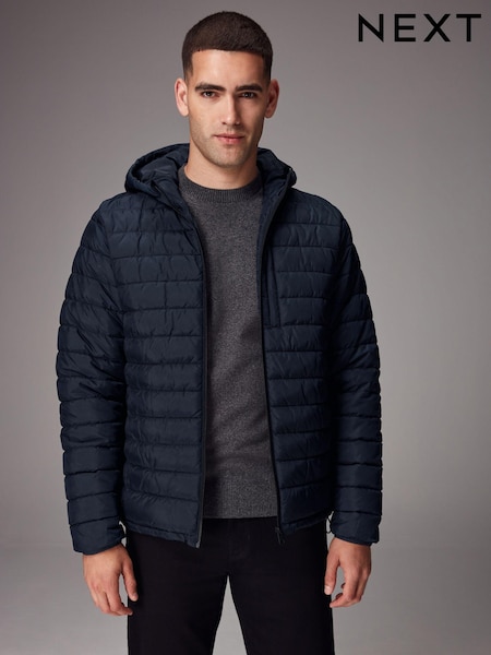 Marineblau/blau - Shower Resistant Lightweight Hooded Puffer Coat Jacket (580964) | CHF 72
