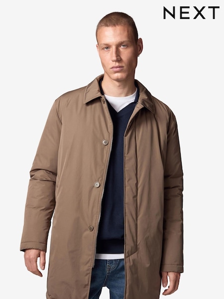 Dark Stone Shower Resistant Wadded Long Jacket (581167) | €83