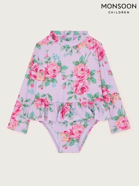 Monsoon Purple Baby Rose Skirted Swimsuit (581235) | €29 - €32