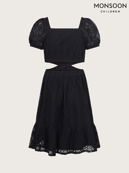 Monsoon Black Lace Cut Out 100% Cotton Dress (581350) | € 37 - € 39