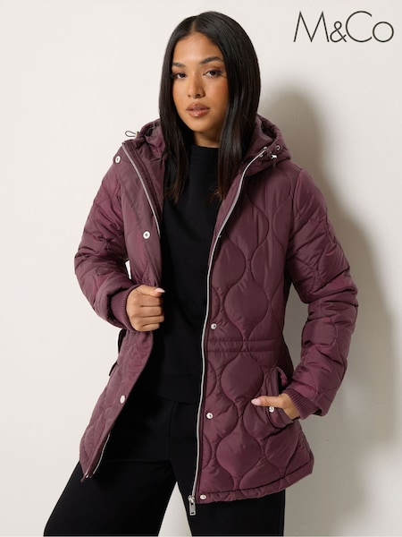 Purple - M&co Petite Quilted Jacket