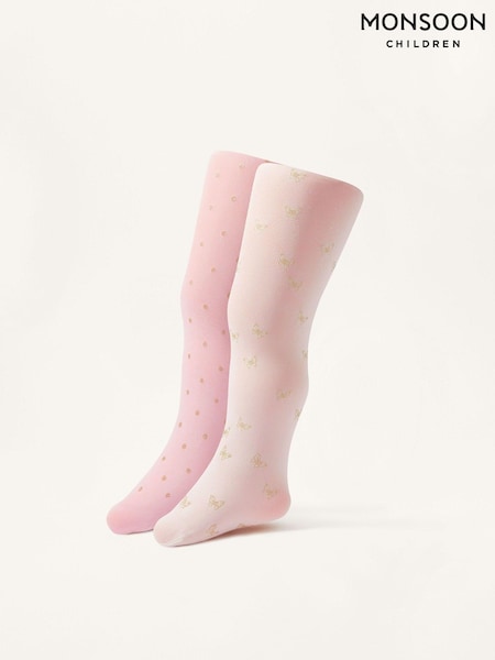 Monsoon Baby Glittery Print Tights 2 Pack (581817) | 20 €