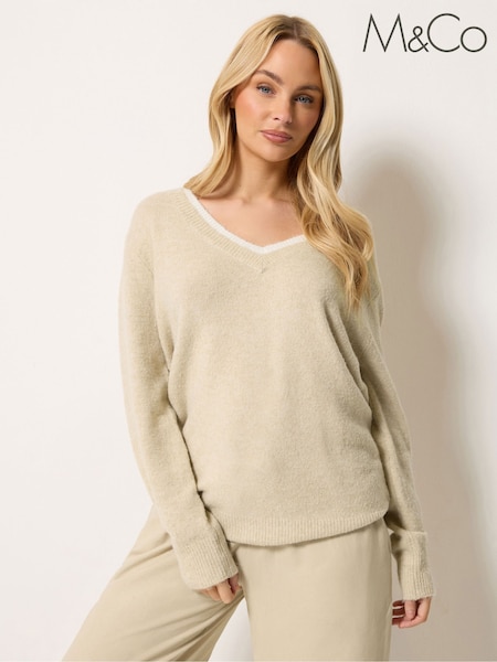 Naturlig - M&co Double Layer V-neck Jumper
