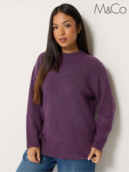 Purple - M&co Petite Crew Neck Jumper