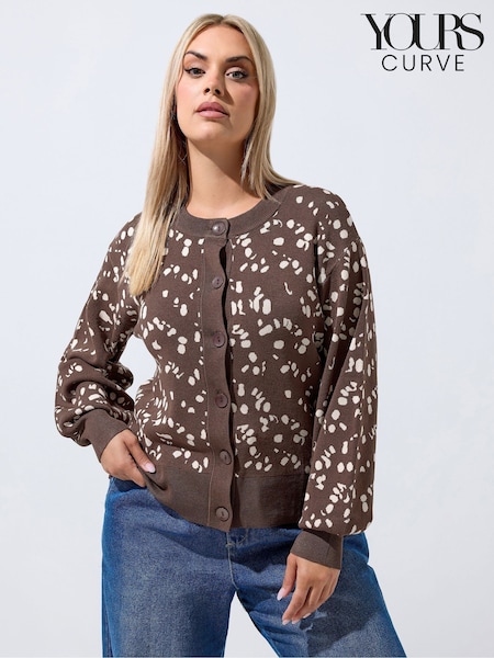 Brown - Yours Curve Limited Balloon Sleeve Cardigan